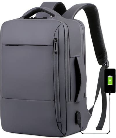 CarryQuest® - Grote Capaciteit Rugzak - USB Opladen + Waterdicht - Heren Laptop Rugzak - Lichtgewicht Nylon - Grijs