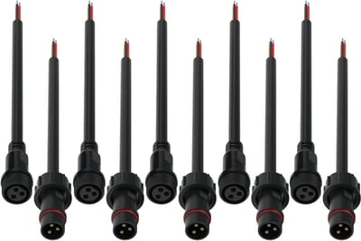 5 Paar 3-pins IP65 Waterdichte Elektrische Connectoren met 20cm Verlengkabels