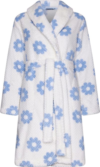 Fleece bloemetjes badjas Rebelle - Wit - Maat - S