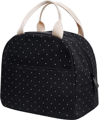 Lunchtas Canvas - Draagbare Tas - Eten Meenemen - Waterdicht & Geïsoleerd - 24 x 16 x 21 cm - Zwart