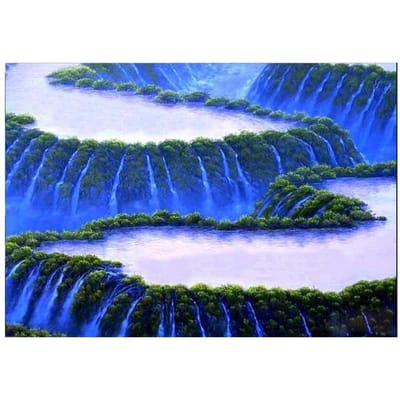 Diamant schilderij aankomst natuurlijk landschap kruissteek diamant borduurwerk blauwe waterval patroon 20X30CM blue