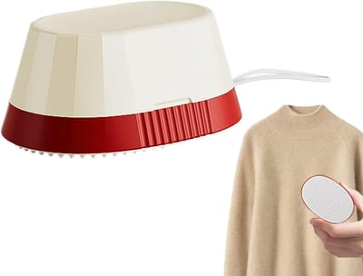 Wasbare Pluizenroller - Haren Verwijderaar - Kleding Reinigen - Herbruikbaar Duurzaam - 9x6x4 cm - Romig Wit Rood