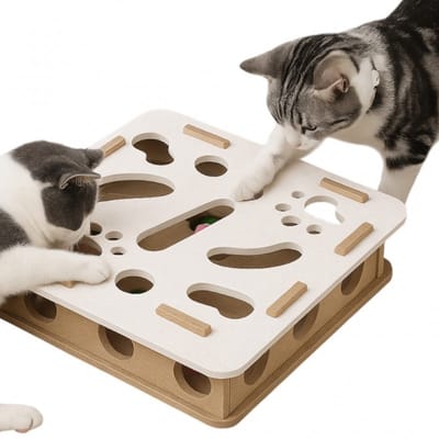 Interactief Katten Speelbord – Intelligentie Labyrint met Belletjes Ballen 30x30 cm