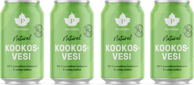 Kokoswater 100% Pure & Natuurlijk - 4pack - Puhdistamo - Rechtstreeks uit de kokosnoot, zonder enige toevoegingen - De sportdrank van de natuur