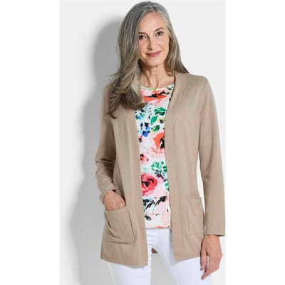 Cardigan van COTTAMIRA zonder sluiting - beige - Gr. 19 van Goldner Fashion