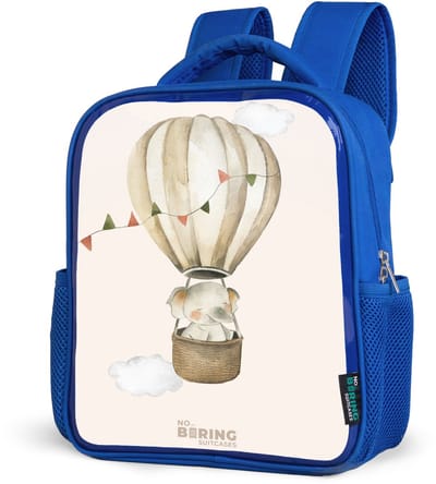 NoBoringSuitcases.com® - Rugzak blauw - Schooltas jongens - Olifant in een luchtballon - Kinder rugtas jongen - Boekentas kind - Kinderrugzak voor school - Schoolrugzak