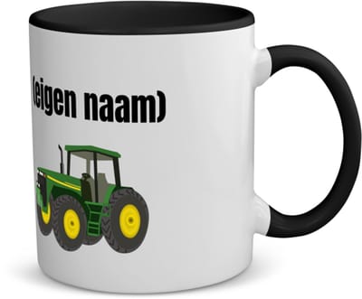 Akyol - tractor koffiemok - theemok - zwart - Boer - boer of boerin - met eigen naam - leuk cadeau voor iemand die op de boerderij werkt - cadeau - kado - 350 ML inhoud