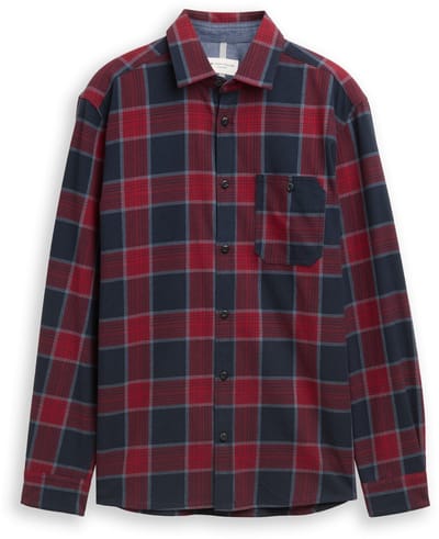 Tom Tailor - Comfort fit overhemd met ruitjesmotief - Maat XS - navy red check