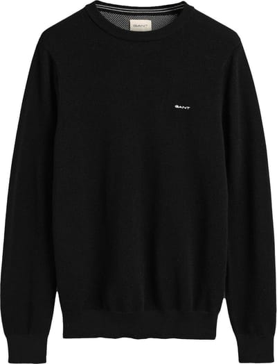 GANT heren O-hals sweater pique zwart
