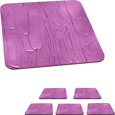 Onderzetters voor glazen - Patronen - Verf - Paars - 10x10 cm - Glasonderzetters - 6 stuks