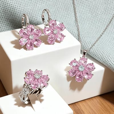 Heet - Licht Luxe Roze Hart Zirconia Ring voor Vrouwen, Zoet Sprankelende Roze Diamant Bloemen Vinger Sieraden Mode Accessoire 6 white