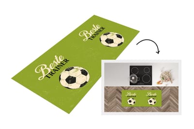 Keukenloper - Loper keuken - Quotes - Trainer - Voetbal - Groen - 120x50 cm - Keukenloper vinyl