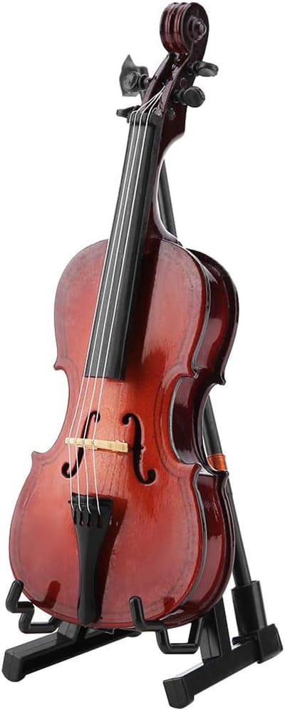 Miniatuur Cello Model - Houten Decoratie - Muzikale Decoratie - Inclusief Standaard - 5.5 Inch - Natuurlijk Hout