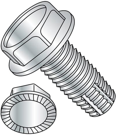 Metaaldraadschroeven - Verzinkte schroeven - Bevestigen van materialen - Gekartelde zeskantkop - 1/4"-20 x 3/4" - Zilverkleurig