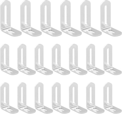 Set van 20 Hoekverbinders, 30 x 50 x 19 mm, Verstelbare L-vormige Hoekbeugels, RVS, Ideaal voor Houten Meubels, 90° Montagehoek, Duurzaam en Sterk