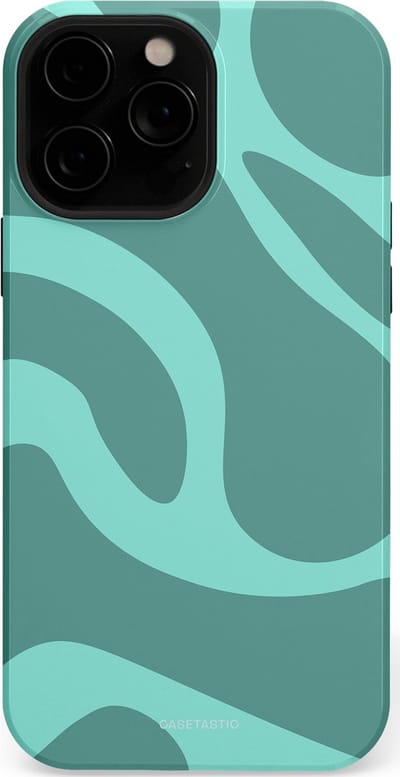 Casetastic Hoesje Geschikt voor Apple iPhone 13 Pro Max Magsafe - Stijlvolle Beschermende Duo-layer Case - Aqua Golven