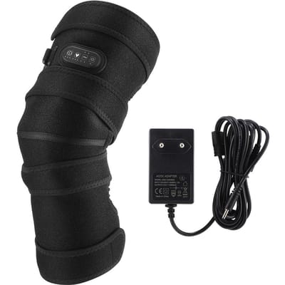 Extra Groot Verwarmd Vibrerend Kniekussen Knie Massager 4 Motor Vibratie Massage 3 snelheden Verwarming 12V Directe Stekker Voeding EU Plug zwart