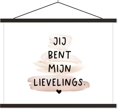 Posterhanger incl. Poster 40x30 cm - Schoolplaat - Vrienden - Jij bent mijn lievelings - Quotes - Spreuken - Textielposter - Zwarte latten
