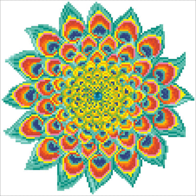 Diamond Painting Volwassenen - Ronde Steentjes - Volledig Pakket - Hobby - Diamond Dotz® - DD5.060 - Pauw mandala 32 x 32cm