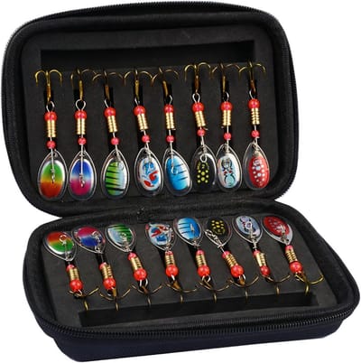SnelShoppen - 16 stuks Forelset Spoons, Kunstaas Spinner met Knipperlichten, 2,5/3,5/5g, Duurzaam Metaal, Visaccessoires voor Baars, Snoekbaars en Sno