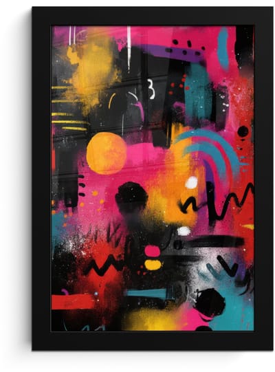 Poster in lijst - Fotolijst 20x30 cm - Posters - Kleurvlakken - Vormen - Kleurrijk - Abstract - Posterlijst zwart - Decoratie - Wanddecoratie woonkamer - Muurdecoratie slaapkamer