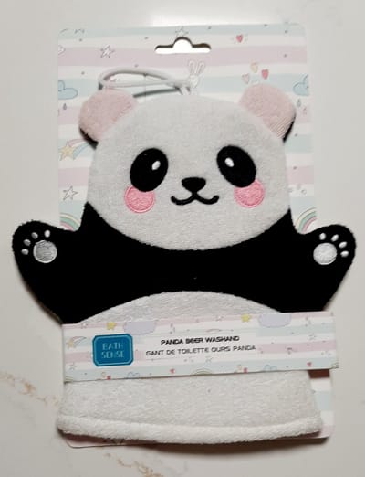 Bath Sense - panda beer washand - washandje pandabeer - kids - animal - 20cm - met ophanglusje