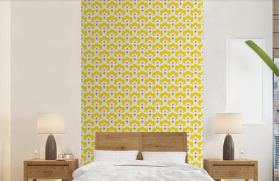Behang - Fotobehang Design - Retro - Seventies - Geel - Breedte 150 cm x hoogte 240 cm