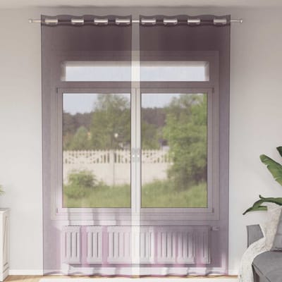 vidaXL - Gordijnen - voile - met - doorvoertules - 2 - st - 140x300 - cm - paars