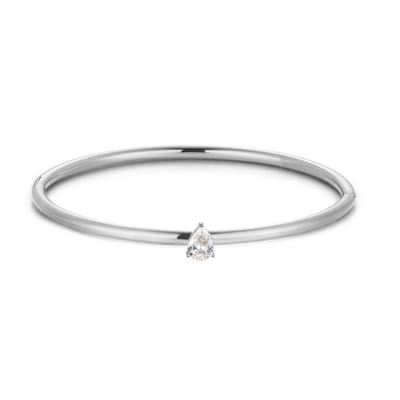 Twice As Nice Armband in edelstaal, druppelvormige steen Zilverkleurig 16cm
