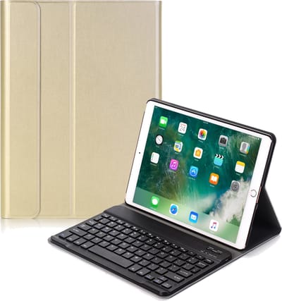 Hoes - Geschikt voor Apple iPad 8 (2020) - 10.2 inch - 8e Generatie - Toetsenbord Case - Keyboard Book Cover - Hoesje - Goud