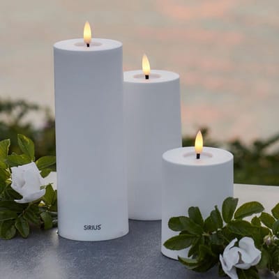 Sirius Sille Solar LED-kaars stompkaars - set 3 stuks Ø7,5xH10/15/20cm - wit