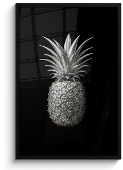 Poster in lijst - Fotolijst 60x90 cm - Posters - Ananas - Gedetailleerd - Bladeren - Posterlijst zwart - Decoratie - Wanddecoratie woonkamer - Muurdecoratie slaapkamer
