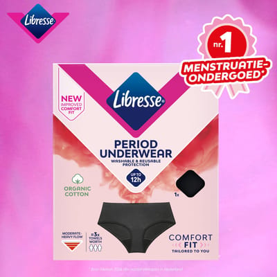 Libresse Menstruatie Ondergoed Wasbaar - zwart biologisch katoen - Extra Large