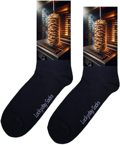 LuckyDay Socks - Kebab cadeau - Doner sokken - Shoarma sokken - Grappige Cadeaus voor Dames en Heren - Verjaardag cadeau vrouw en man - Vrolijke sokken - Valentijns cadeau - Grappige sokken - Leuke sokken - Leuke dames en heren sokken - Maat 37-44