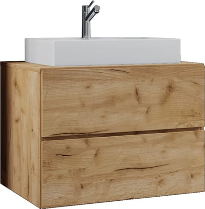 VCM 2-tlg. Waschplatz Waschtisch | Waschbecken Unterschrank Breite 80 cm | Badmöbel Set mit Schubladen | Lendas