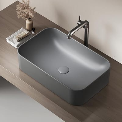 Opzetwastafel Rechthoekig - Keramische Wastafel Gastentoilet - Badkamer Inrichten - Krasbestendig Glazuur - 61 x 38 x 15 cm