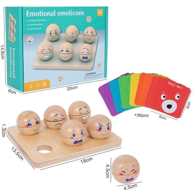Houten Emotie Blokken Bal 3D Puzzels Montessori Speelgoed Expressie Matching Spellen Fijne Motoriek Training Educatief Speelgoed Bordspel