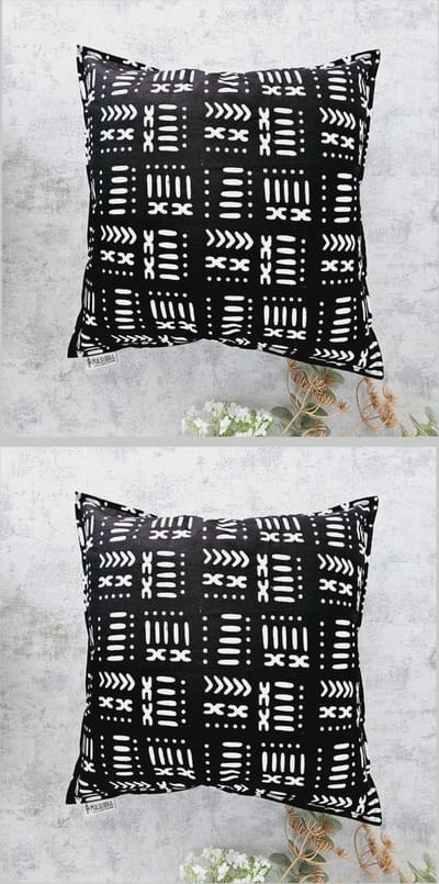 Set van 2 Kussenhoes | 40x40 | Decoratieve Kussensloop | Sierkussens | Afrikaanse Boheemse Stijl Geometrische 'Mudcloth' Bogolan Geïnspireerd Print Woondecoratie Sierkussen Katoen Etnische Kussenhoes 40x40