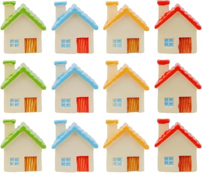 Miniatuur Huisjes - Decoratieve Ornamenten - Sprookjestuinen Creëren - Gedetailleerd Vakmanschap - 12 Stuks - Diverse Kleuren