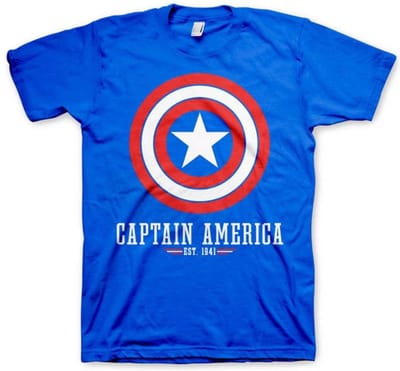Marvel Captain America Heren Tshirt -S- Logo Blauw
