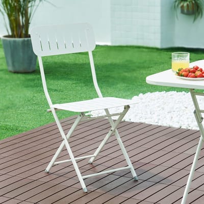 Klapstoel Sande set van 2 tuinstoelen 84,5x42x50 cm wit [en.casa]