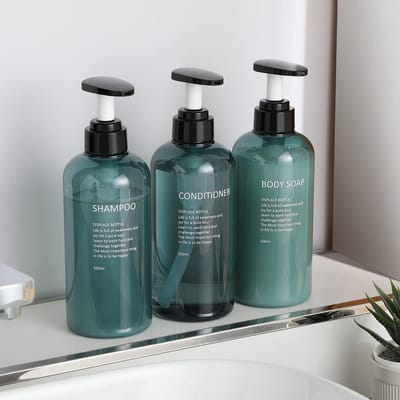 Dailygoods- Pompflessen 3-delige set 500 ml - Lege Pompflessen - Duurzaam Plastic - Brede Tuit - Doorzichtig - Geschikt voor Badkamer/Keuken - Zeepdispenser