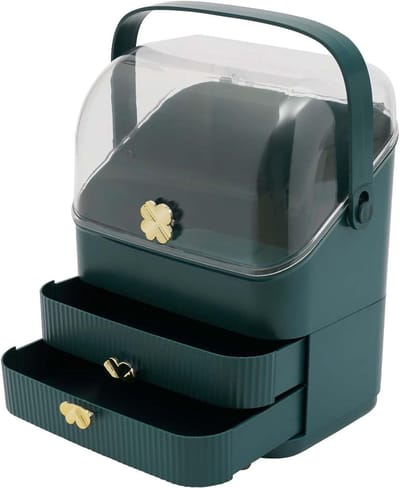 Cosmetica Organizer - Make-up Opberger - Toilettafel Decoratie - Draaibaar Handvat - 36 cm Hoog - Groen