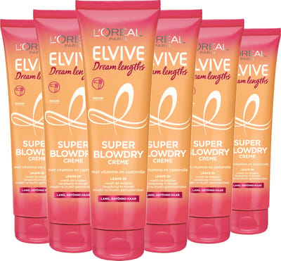 L’Oréal Paris Elvive Dream Lengths Blowdry Cream - Lang, Beschadigd Haar - 6 x 150ml