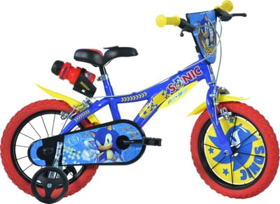 Dino Sonic - Kinderfiets 14 Inch - van 3-5 Jaar - met Zijwieltjes - Jongensfiets Blauw