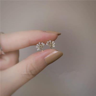 925 Sterling Zilver Koreaanse Verfijnde Kristallen Levensboom Oorbellen Vrouwen Mode Hoge Kwaliteit Banket Cadeau Sieraden goud