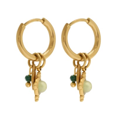 Essenza Multiple Green Charms Earrings Gold