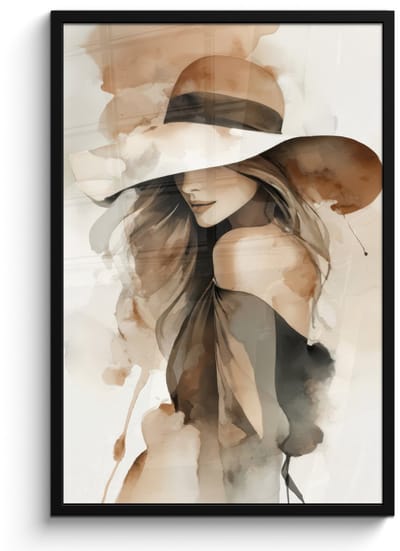 Poster in lijst - Fotolijst 60x90 cm - Posters - Mysterieus - Vrouw - Sepia - Posterlijst zwart - Decoratie - Wanddecoratie woonkamer - Muurdecoratie slaapkamer