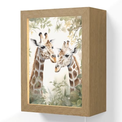 Wandlamp 15x20 cm - Oplaadbaar - Dieren - Giraffe - Bladeren - Kinderen - Wandlampen binnen woonkamer - Slaapkamer lamp met kabel - Decoratieve nachtlamp - Vloerlamp snoer