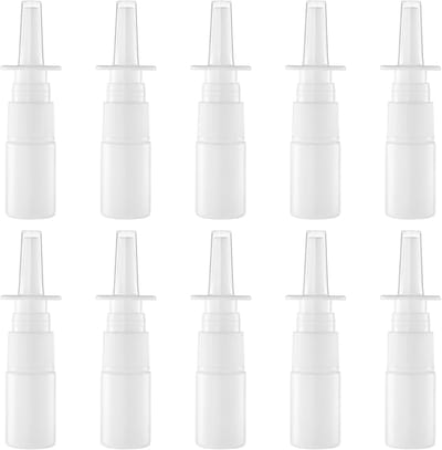 Neussprayfles - 20 stuks - 10 ml - 9,2×2 cm - Navulbaar - Fijne neusspray - Direct Spray Flesje - Neusreiniging - Geschikt voor thuis, op reis en buitenshuis - Wit